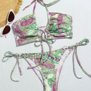 Paisley Halter Bikini SHEIN